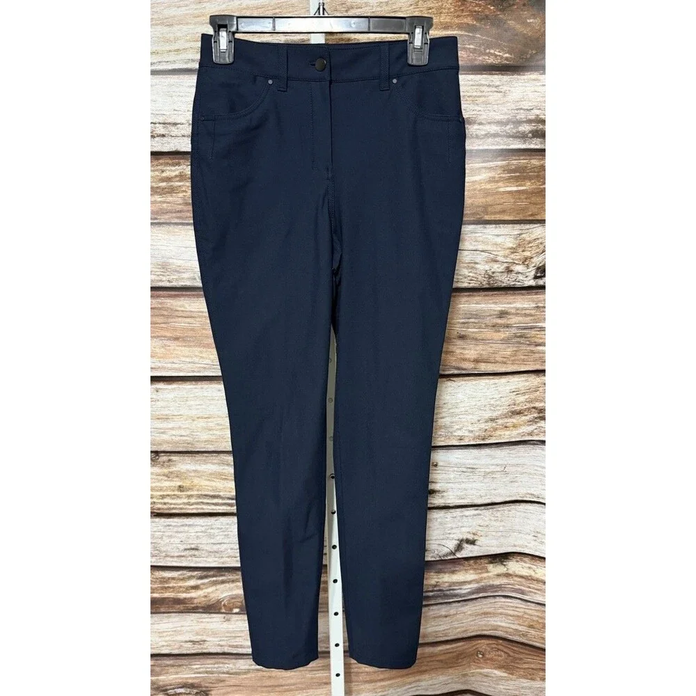 Lululemon Pants Womens Sz 4 Navy Blue Skinny Stretch Nylon Zip Fly Technical